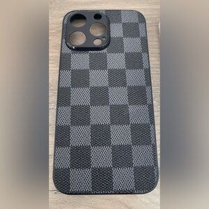 Elegant Black Checkered Case for 15 Pro Max